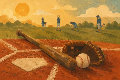 Golden Hour Baseball Gear on Diamond