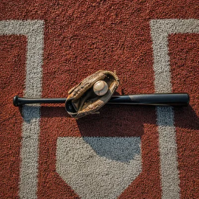 Baseball Gear on Home Plate Diamond