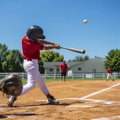 Youth Baseball Batter on Sunlit Diamond