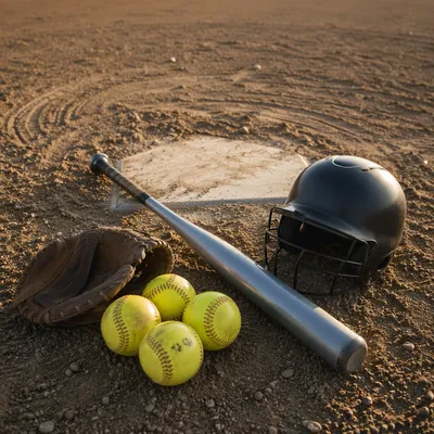 Baseball Gear Resting on Home Plate