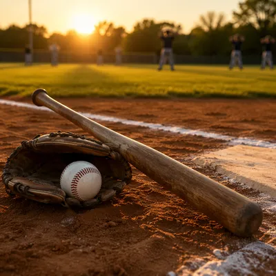Golden Hour Baseball Gear on Diamond