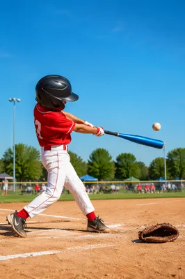 Youth Baseball Swing on Sunny Field