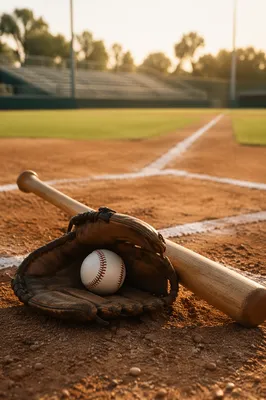 Nostalgic Baseball Gear on Field Diamond