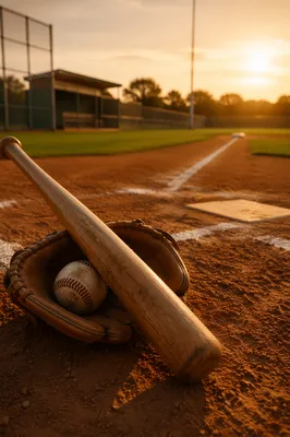 Golden Hour Baseball Gear on Diamond