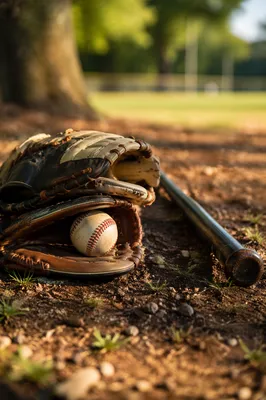 Nostalgic Baseball Gear on Quiet Field