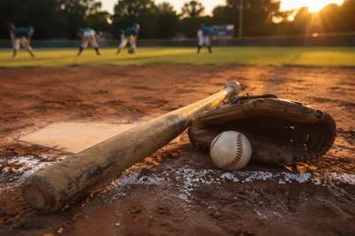 Golden Hour Baseball Gear on Diamond