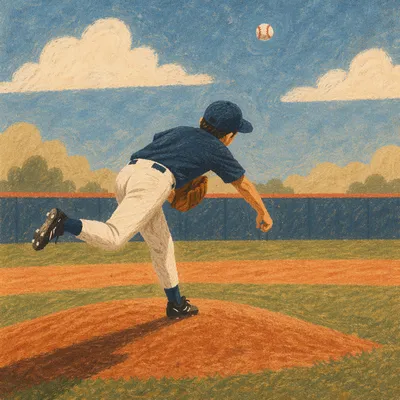 Sunny Baseball Pitcher on Diamond Mound