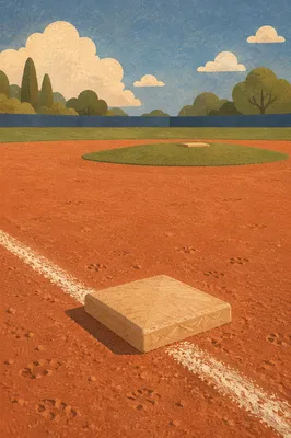 Sunny Baseball Diamond with Pitchers Mound