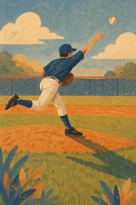 Sunny Baseball Pitcher on Diamond Mound