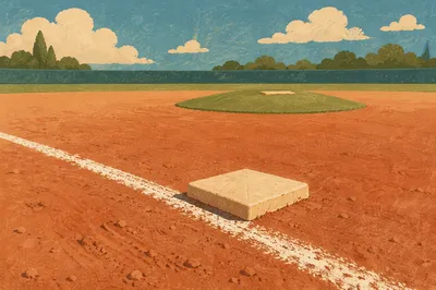 Sunny Baseball Diamond with Pitcher Mound