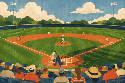 Sunny Baseball Diamond Pitcher Mound View