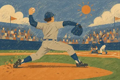 Baseball Pitcher on Sunny Diamond Mound