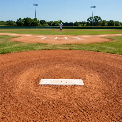 Sunny Baseball Pitcher Mound on Diamond