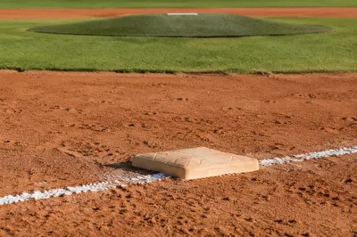 Sunny Baseball Diamond with Pitcher Mound