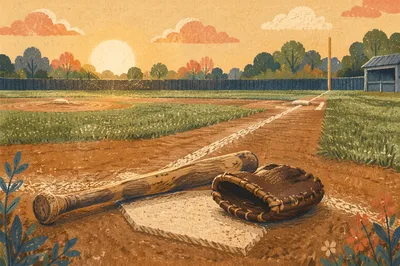 Golden Hour Baseball Field Still Life