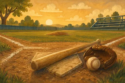 Golden Hour Baseball Field Still Life