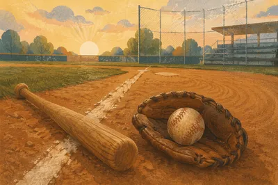 Golden Hour Baseball Field Still Life