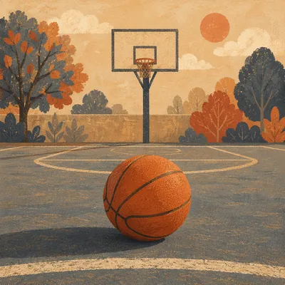 Outdoor Basketball on Sunlit Court