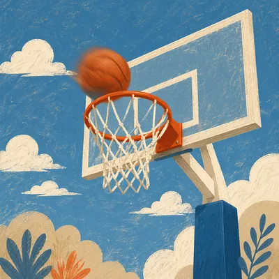 Outdoor Basketball Hoop Under Bright Sky