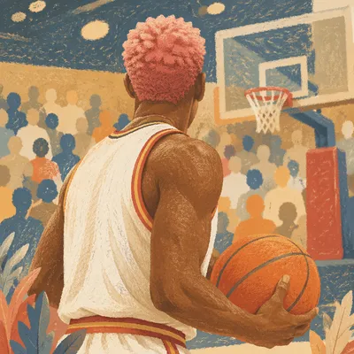 Focused Basketball Player Near Arena Hoop
