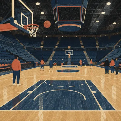 Quiet Indoor Basketball Arena Before Tipoff