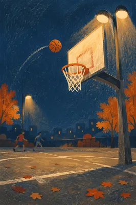 Sunset Basketball Hoop on Neighborhood Court