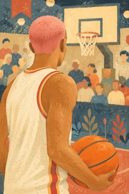Focused Basketball Player Near Arena Hoop