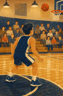 Indoor Basketball Player Awaiting Hoop Shot