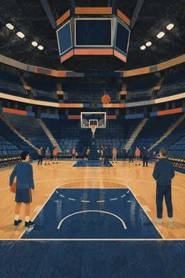 Quiet Indoor Basketball Arena Before Tipoff