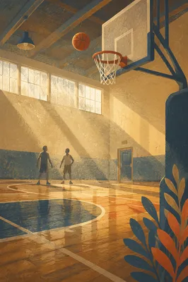 Hopeful Basketball Shot in Community Gym
