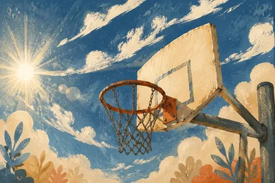 Outdoor Basketball Hoop Under Blue Sky