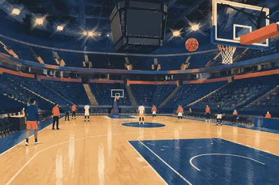 Quiet Basketball Arena Before Tipoff