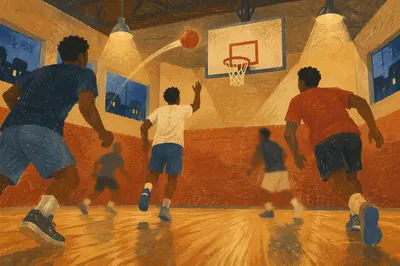 Evening Basketball Fellowship in Community Gym