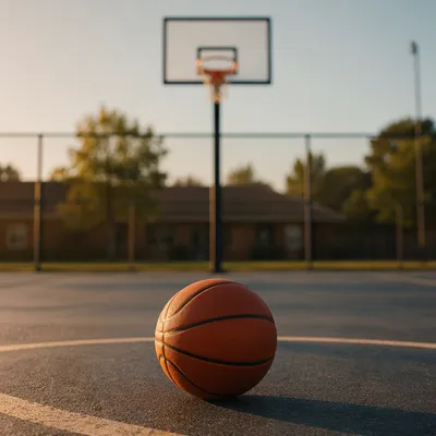 Outdoor Basketball on Sunlit Court