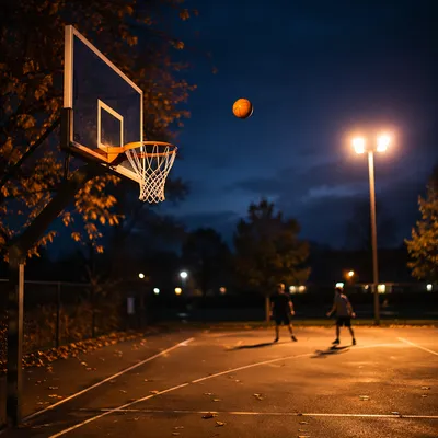 Sunset Basketball Arc on Neighborhood Court