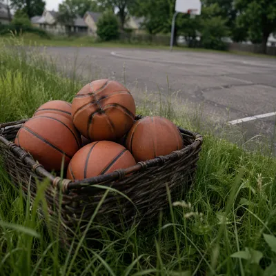 Outdoor Basketballs by Neighborhood Court Hoop