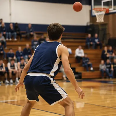Indoor Basketball Player Awaiting the Hoop