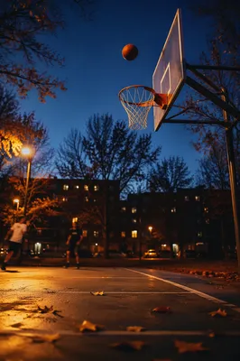 Basketball Hoop at Sunset Outdoor Court