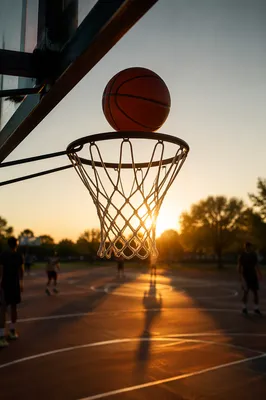 Golden Hour Basketball Hoop Moment