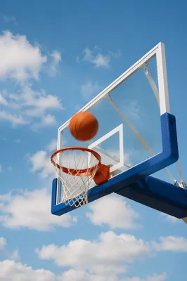 Basketball Hoop Against Bright Blue Sky