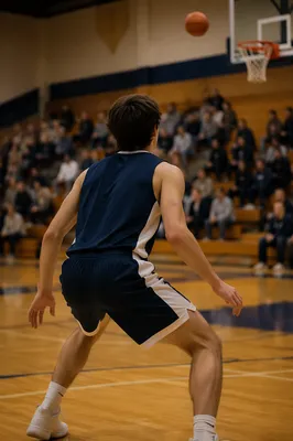 Indoor Basketball Game in School Gym