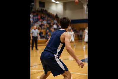 Indoor Basketball Game Under Warm Gym Lights