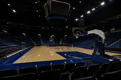 Quiet Indoor Basketball Arena Before Tipoff