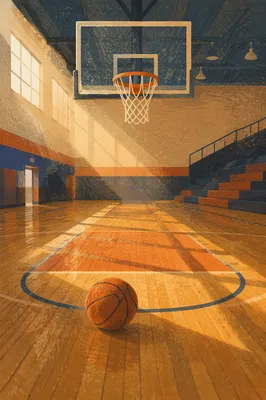 Quiet Indoor Basketball Hoop Before Practice