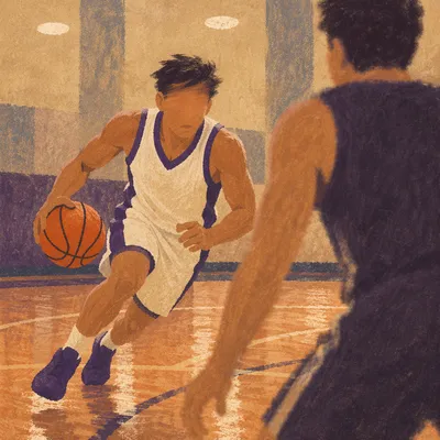 Indoor Basketball Drive on Polished Court