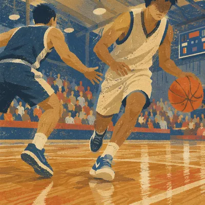 Indoor Basketball Action in Community Gym