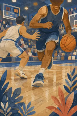 Indoor Basketball Game Action in Community Gym