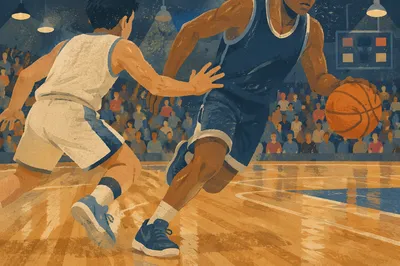 Indoor Basketball Action in Community Gym