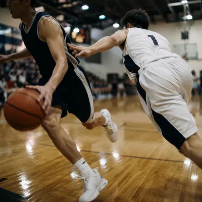 Indoor Basketball Action in Community Gym