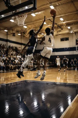 Indoor Basketball Action Near the Hoop